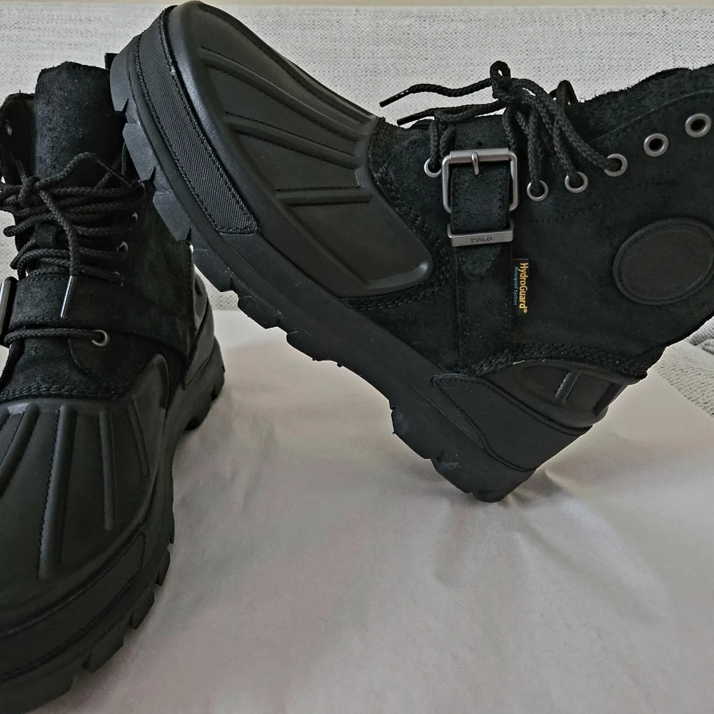 NWOB POLO RALPH LAUREN Men's   Black Waterproof Leather-Suede  Boots Size:11 - Picture 2 of 13